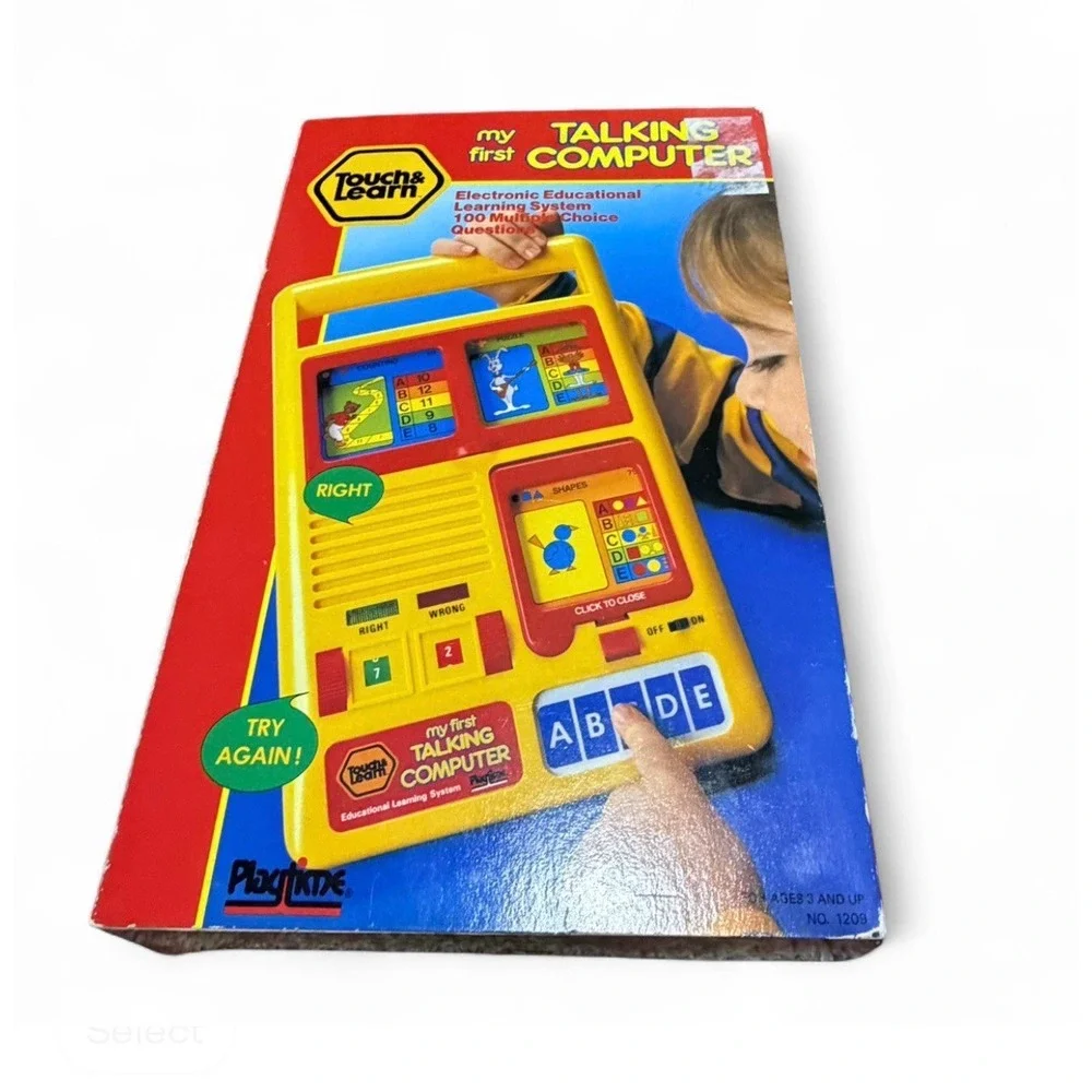 Vintage 1990 Playtime Touch & Learn My First Talking Computer Complete Box